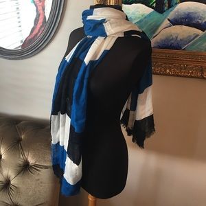 Black, White & Blue Block Scarf